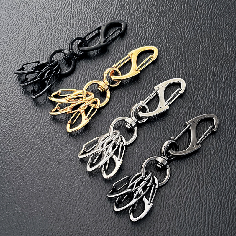 Original Niche Car Keychain Personality Retro 8-Ring Creative Lock Keychain DIY Multi-Ring Pendant Key Accessories