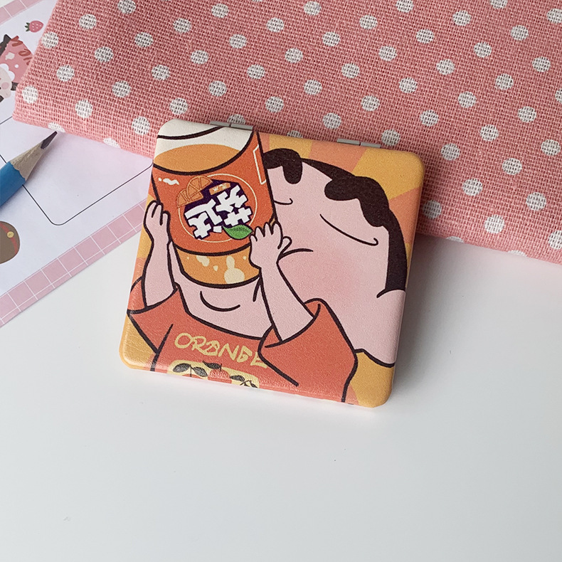 Crayón pequeño nuevo espejo de fábrica directamente para portátil plegable espejo de maquillaje estudiantes de mano comedor lindos bolsos nuevos