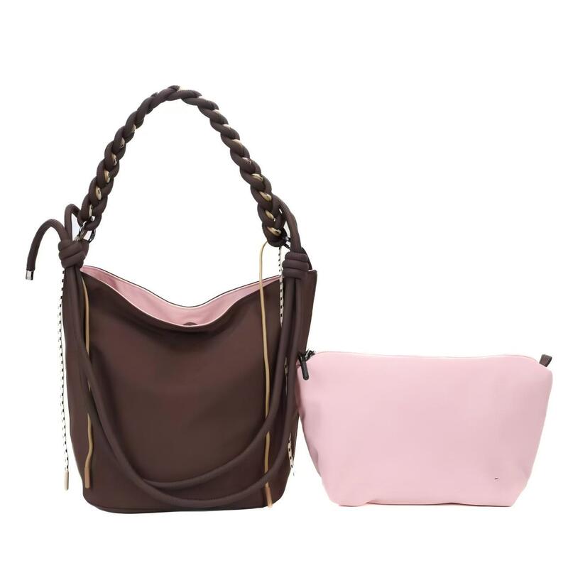 Cross-border wholesale fashion multifunctional handbag, lightweight daily commuter bucket bag, color-blocked mother-daughter crossbody bag