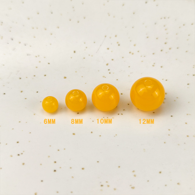 Imitation Beeswax Color Round Bead Bracelet Spacer Beads Loose Beads Wholesale Ethnic Style Material DIY Resin Plastic Jewelry Accessories