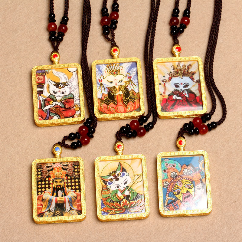 厂家批发五台山龙五爷唐卡九尾狐狸扎基拉姆吊坠小狐牌五爷|ms