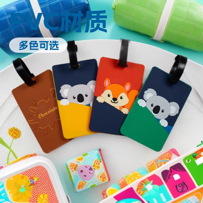 Copyrighted Product Creative Pvc Luggage Tag Cartoon Soft Rubber Luggage Bag Pendant Suitcase Tag Boarding Pass