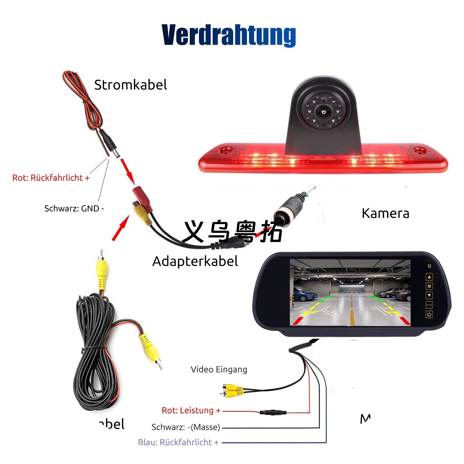 Suitable for Fiat, Peugeot, Toyota Proace, Citroen 4.3inch rearview mirror display reversing camera
