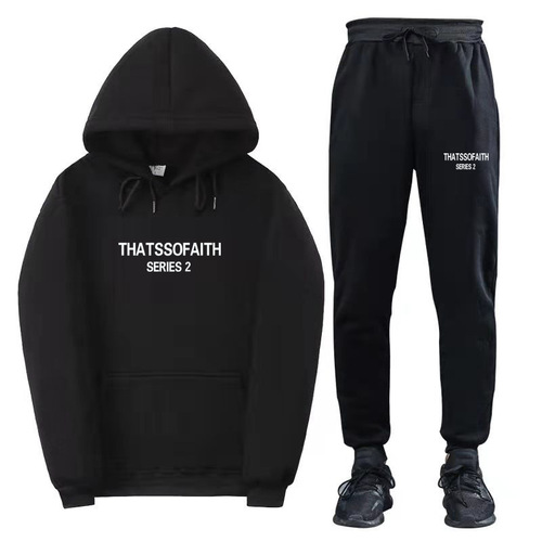 Cross-border Amazon new sweatshirt and sweatpants two-piece set for men and women casual thermal hooded set set for export and wholesale print