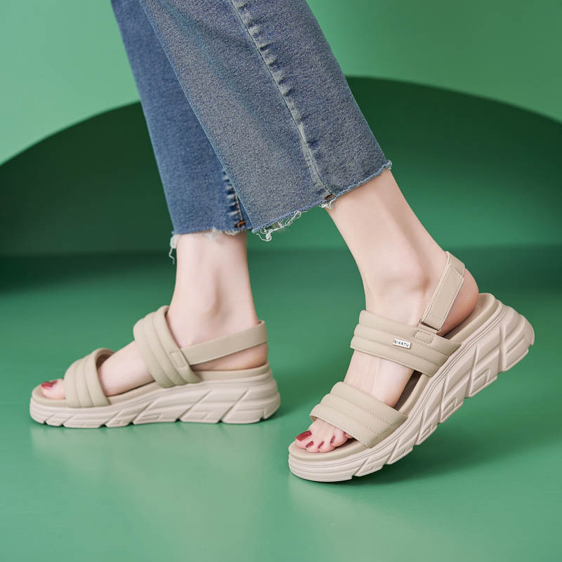 2025 nuevo stock de sandalias de suela gruesa ligeras antideslizantes cómodas y casuales Velcro zapatos deportivos de mujer un cabello