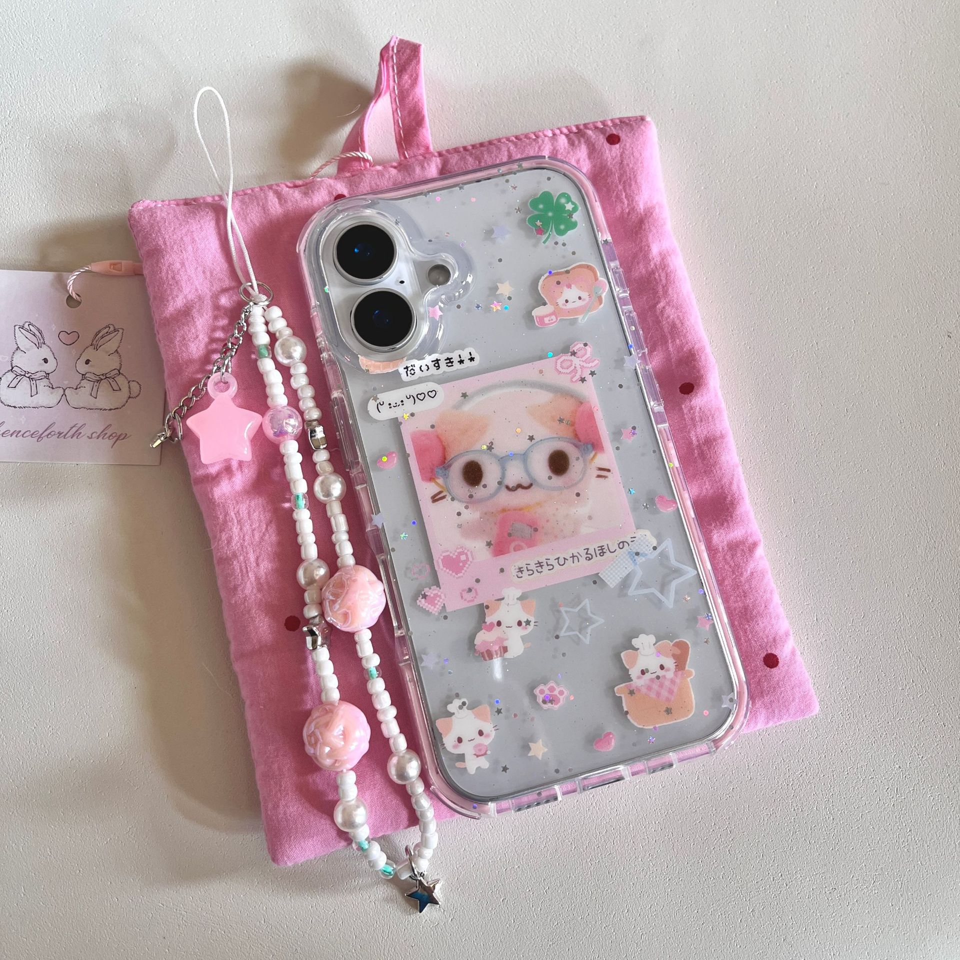 Linda ilustración de algodón de azúcar de dibujos animados de corazón de niña para Apple 15Pro/16Pro funda para teléfono móvil 14/13 femenino 16PM