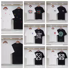 25Ss New Short-Sleeved 270g Fine Cotton Double Yarn Pattern Logo Embroider Men and Women Same Fashion Versatile T-Shirt Trend