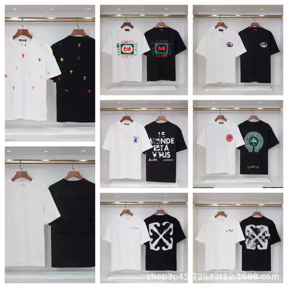 25Ss New Short-Sleeved 270g Fine Cotton Double Yarn Pattern Logo Embroider Men and Women Same Fashion Versatile T-Shirt Trend