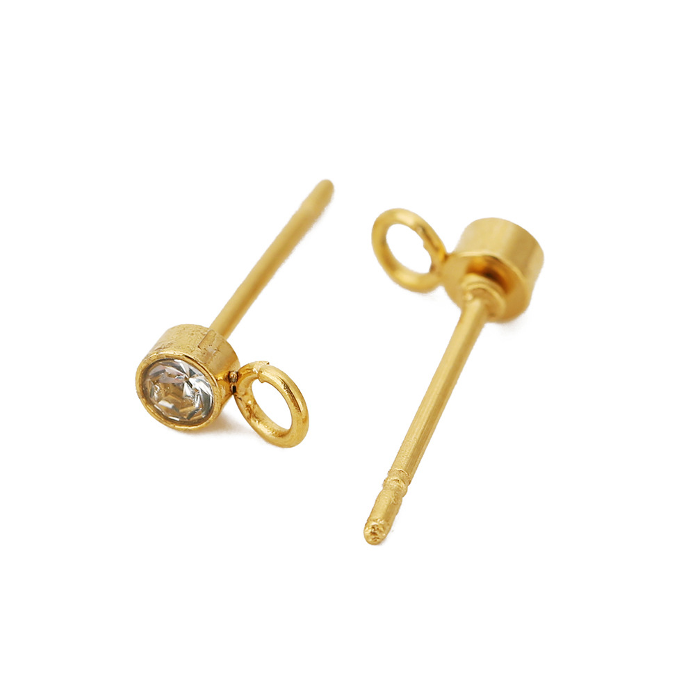 304 Stainless Steel Material Geometric Pattern Polished Finish 20 PCS/Package Diameter 3mm Hole 2~2.9mm 304 Stainless Steel Zircon Geometric Polished Hook Earring Findings