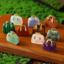 天然玛瑙玉石水晶22*23mm原矿石迷你手提包包 桌面厂家批发摆件