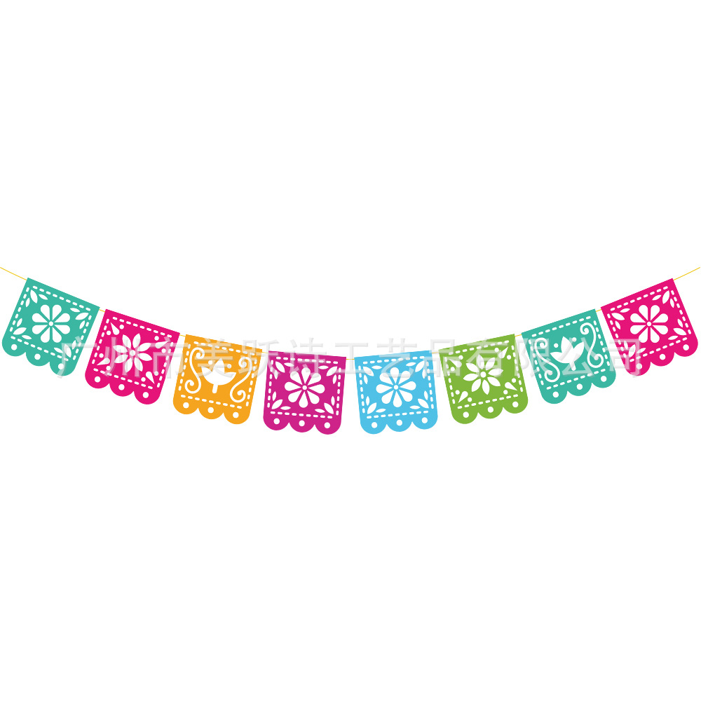 Día de los muertos México tema decoración tire bandera Vamos a fiesta tire bandera colorido hueco pull bandera insertar