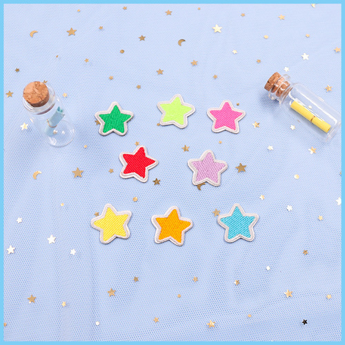 Huichenming Colorful Star Patch Sticker Handbook Cute Cartoon DIY Embroidery Cloth Sticker Children's Clothing Decoration Sticker