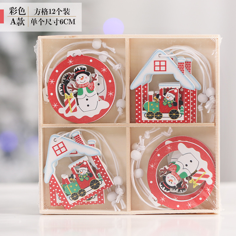 クリスマス装飾品創意木製の小さなペンダントクリスマスツリーのヘラジカの小さなペンダントプレゼントの精巧な木の箱の彩色のペンダント|undefined