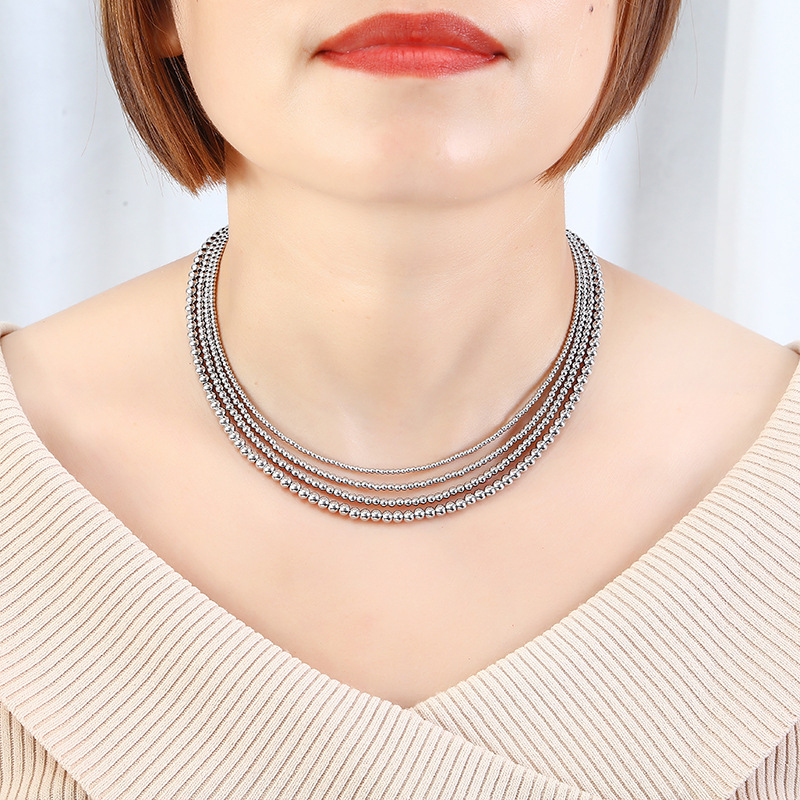 Modern Style Round Stainless Steel Necklace display picture 11