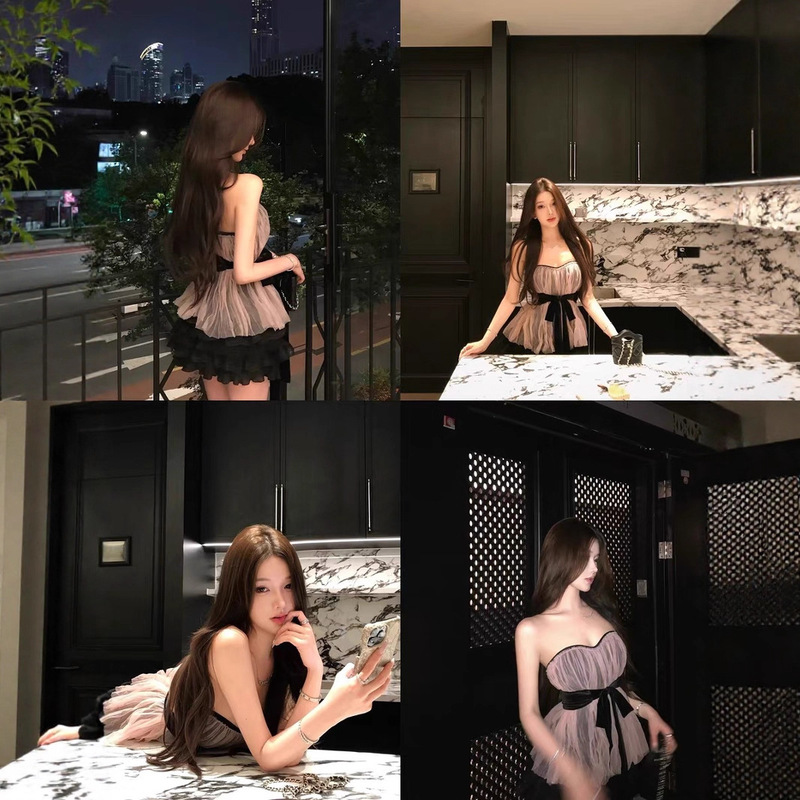 JAYKY YANG蔷薇粉色肌理褶皱腰封抹胸背心夏季带胸垫收腰上衣|undefined