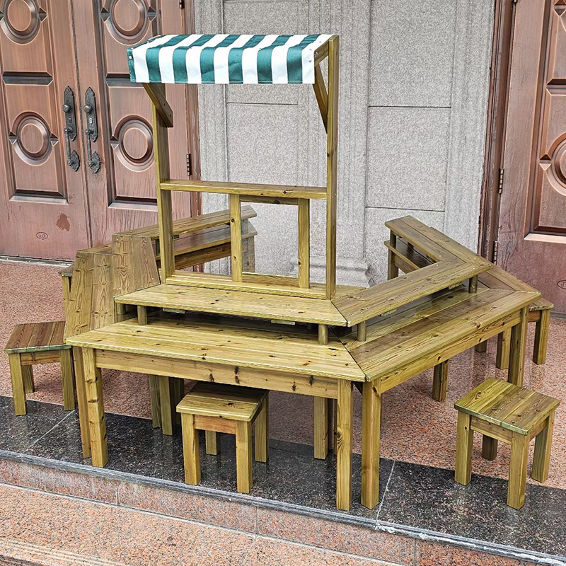 Children's House Outdoor Dining Table Kitchen Console Kindergarten Children's Table and Chair Game House Finnish Wood Vending Cabinet