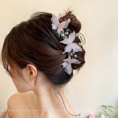 夏のクリップの女性の大きいサイズの新型の高級感の甘い髪のクリップの後頭部のクリップの頭の装飾のサメは蝶を挟みます。