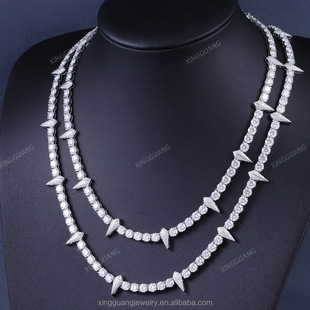 Cross-border European and American Jewelry Tennis Chain Hip-hop Necklace Trendy Brand Explosions Men's Moissanite Necklace