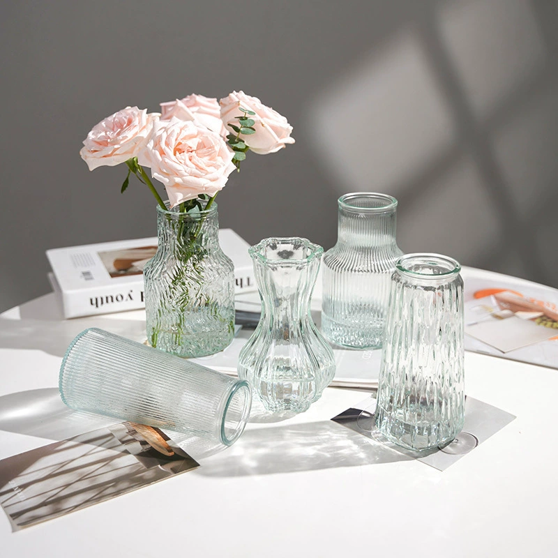 Ретро американский рельеф прозрачная стеклянная ваза для украшения дома гостиная журнальный столик интерьер декоративная ваза фотография украшения