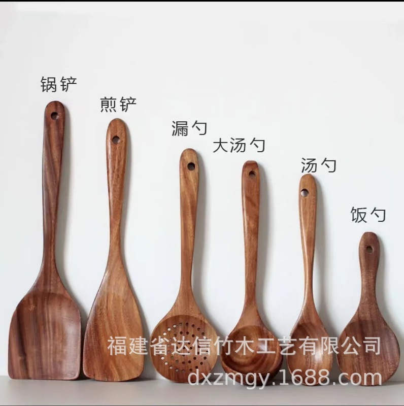 クロスボーダークッキングセット アカシア材キッチン用品 長柄スパチュラ 無垢材スパチュラ スプーンとフォーク ノンスティックキッチン 10点セット|undefined