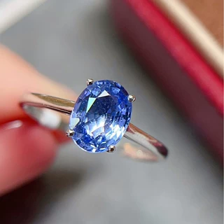 18k金配钻石镶嵌 天然蓝宝石戒指  总重1.15g 主石1.15ct 钻石89