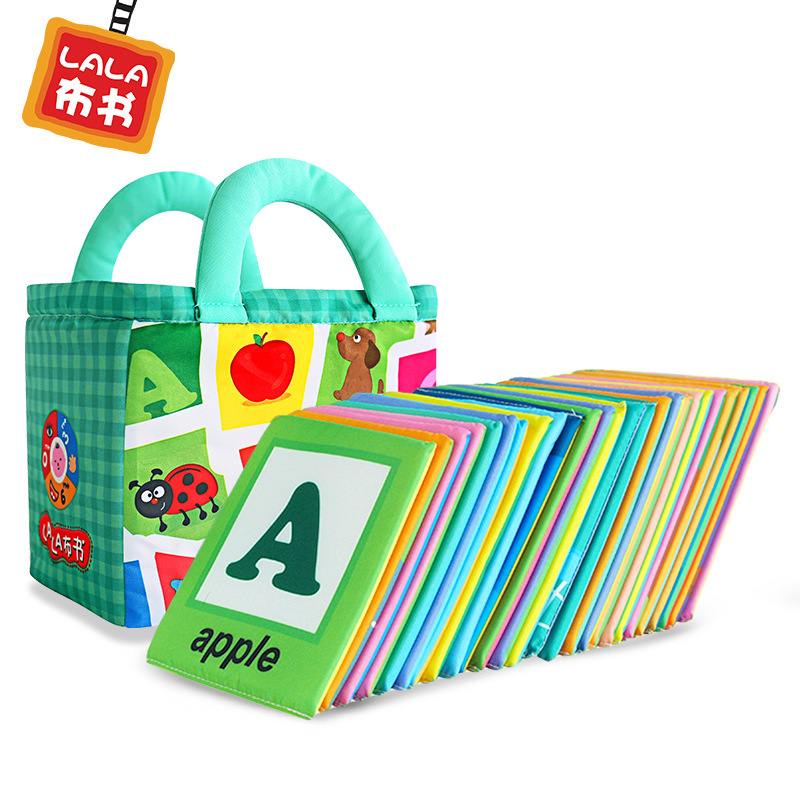 跨境 LALABABY/拉拉布书 字母布卡 英文布片 0-3岁宝宝撕不烂卡片