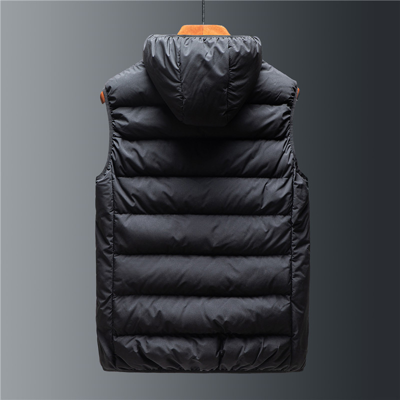 Gilet matelassé à capuche pour homme - Gilet en coton épais avec col amovible (noir/gris/bleu, L-10XL)_voghion.com