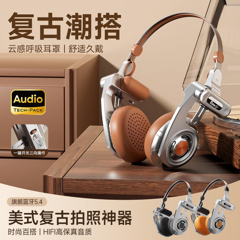 クロスボーダーレトロメイラードヘッドマウント Bluetooth ヘッドセットバイノーラルメタルヘッドセットスポーツヘッドセット超長バッテリー寿命|undefined