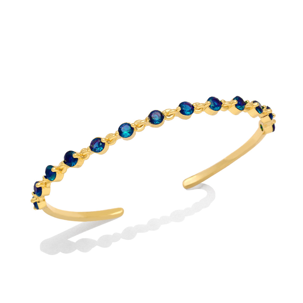 Fashion Round Copper Plating Inlay Zircon Bangle 1 Piece