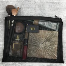 深圳跨境工厂差异化开发客制字母透明网袋大号 网眼化妆包 尼龙网