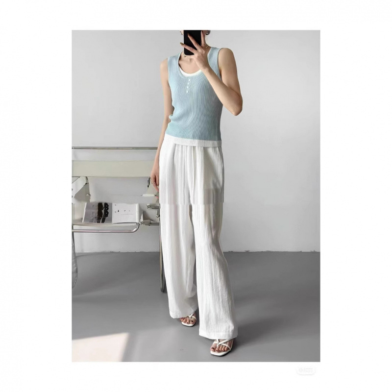 2025 Fake Double-Layer Color-Blocking Vest Korean Style Basic Versatile Age-Reducing Knitwear 2025 Fake Double-Layer Color-Blocking Vest Korean Style Basic Versatile Age-Reducing Knitwear