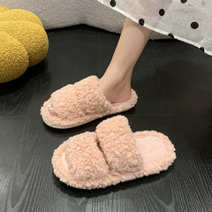 ネット赤軽贅沢ins新双棒巻き綿スリッパ家の少女心キャンディー色室内毛羽立ちスリッパ