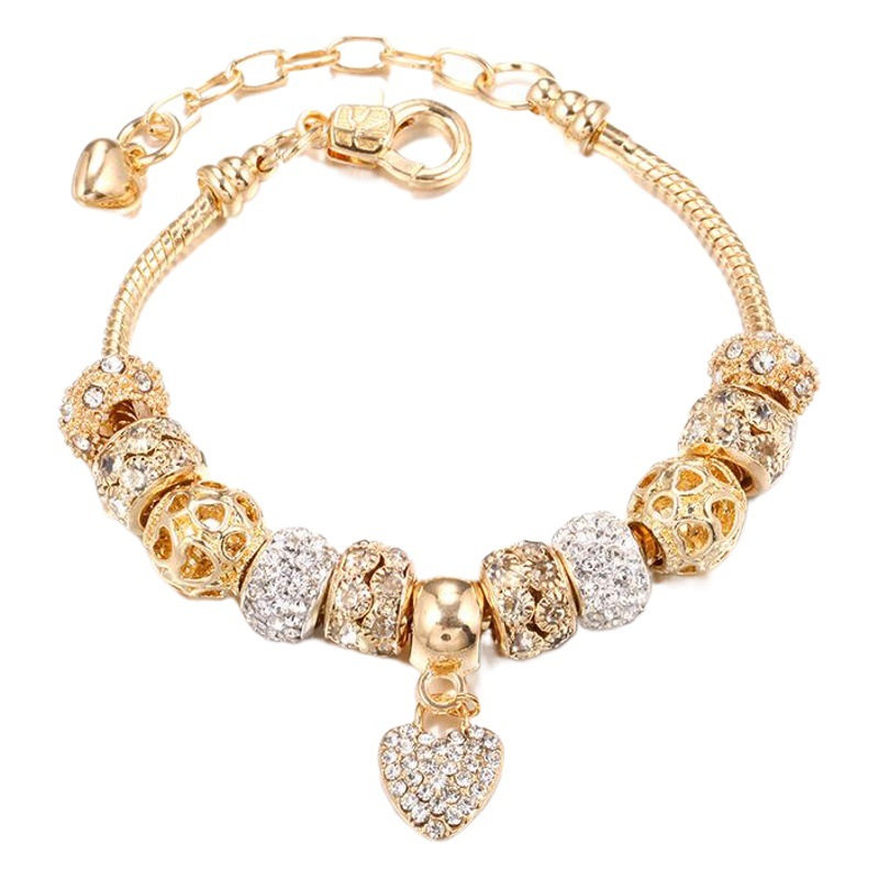 Amazon cross-border explosions bracelet DIY alloy large hole beads bracelet gold European beads bracelet jewelry wholesale