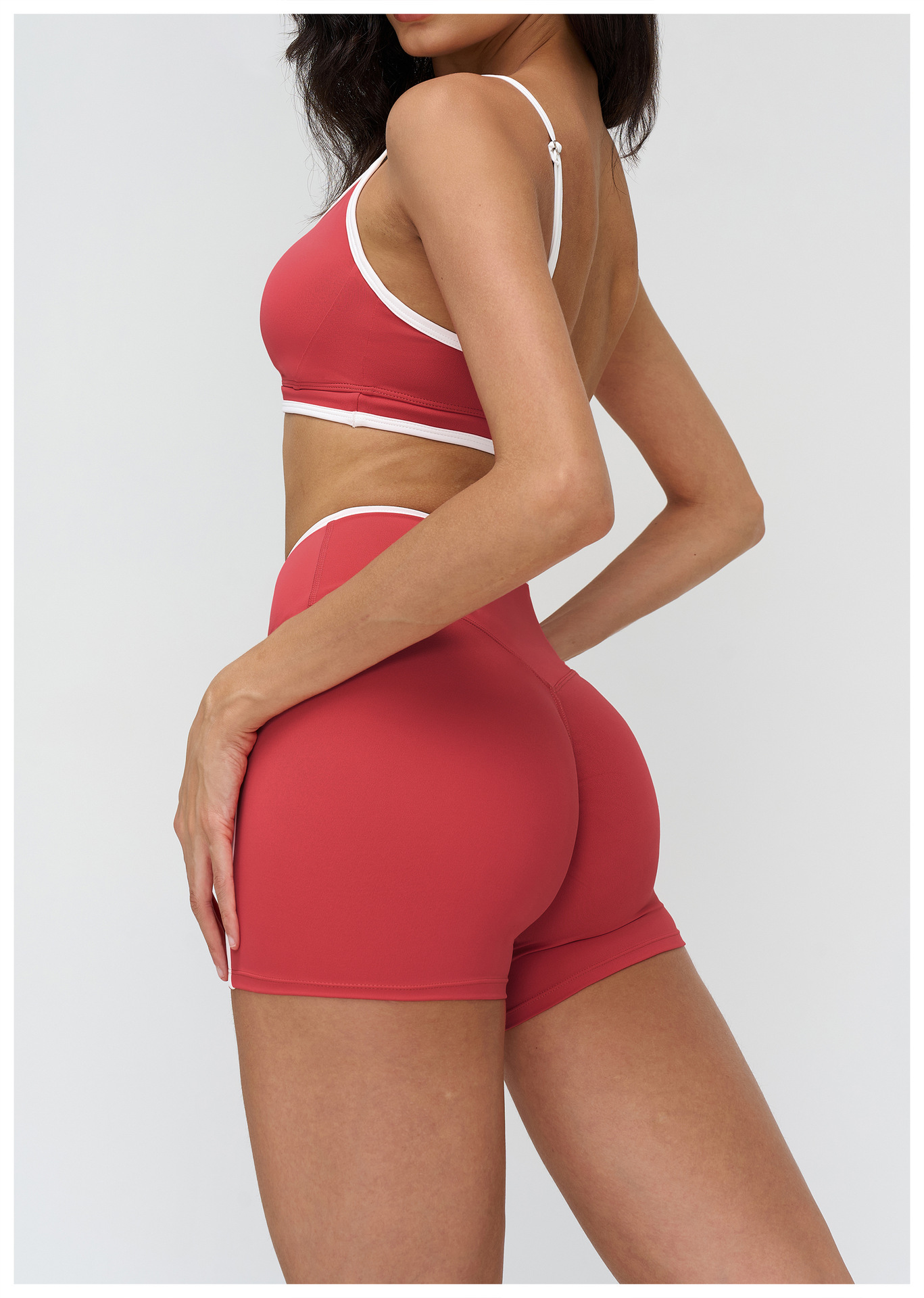 Nude Color Block Yoga Set For Women Tight Fitting Casual Sportswear Outdoor Running Fitness Clothes 9528_ecoleips.com