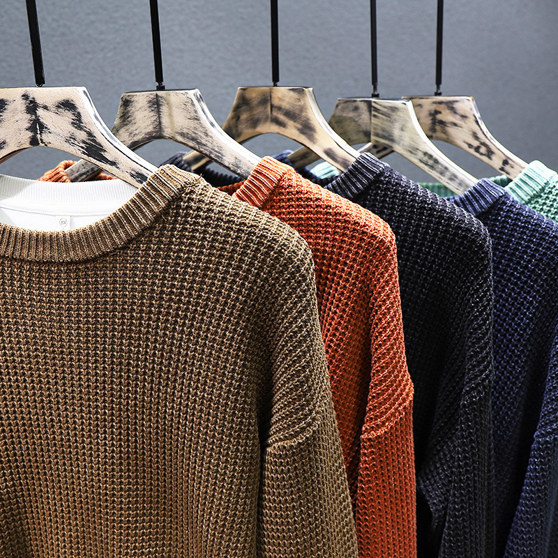 High-end 2022 Autumn New Round Neck Sweater Men's Casual Outer Wear Top Loose Thick Cotton Pullover Men