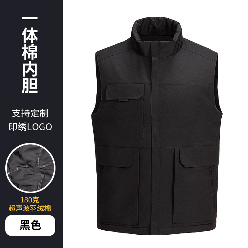 Moda de otoño e invierno ropa de trabajo cálida grupo actividad de construcción ropa a prueba de viento y a prueba de lluvia al aire libre abajo Chaleco de algodón personalización