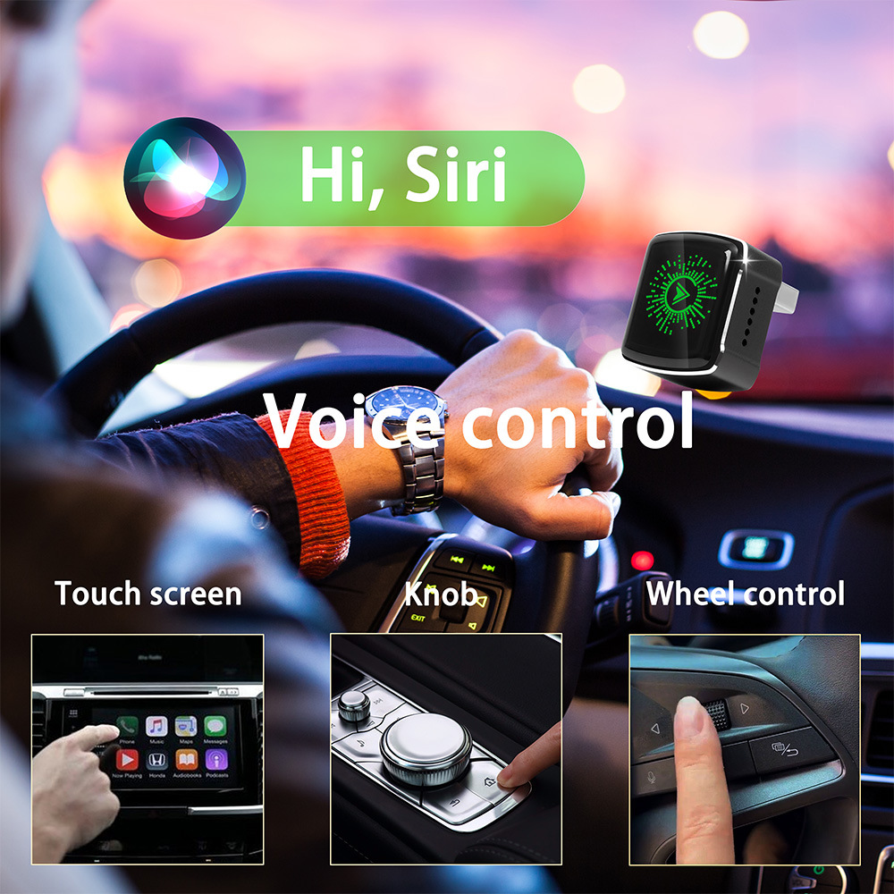 2026 Model Rgb Colorful Light Carplay Box Android Auto Two-In-One Wired to Wireless Adapter
