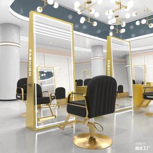 Led Hair Salon Floor Mirror Table for Hair Cutting, Perming, and Dyeing, Popular Hair Salon with Lights, Double-Sided, Wall-Mounted