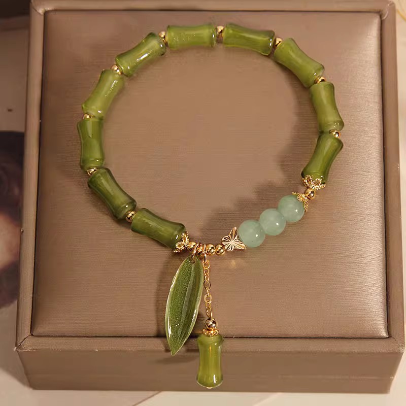 Liquidez de lujo estilo chino nuevo bambú pulsera de jade pulsera retro de alta calidad pulsera de pulsera para dar a una amiga regalos