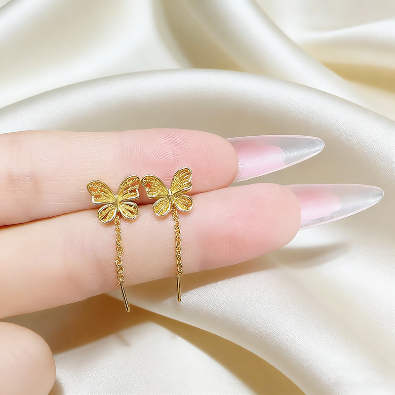 F464-a (hollow butterfly ear wire) 1 pair