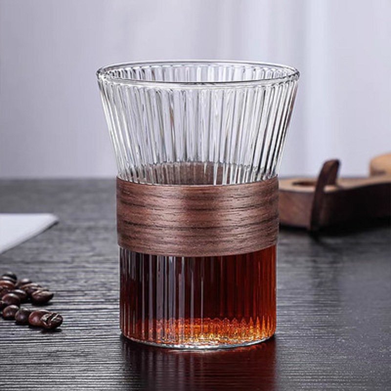 Taza de grano vertical abierta de 200ml con anillo de madera antiquemaduras