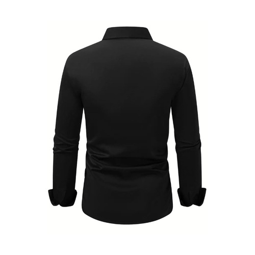 Spring and Autumn white long-sleeved business formal professional workwear large size black short-sleeved shirt for men to wear to work