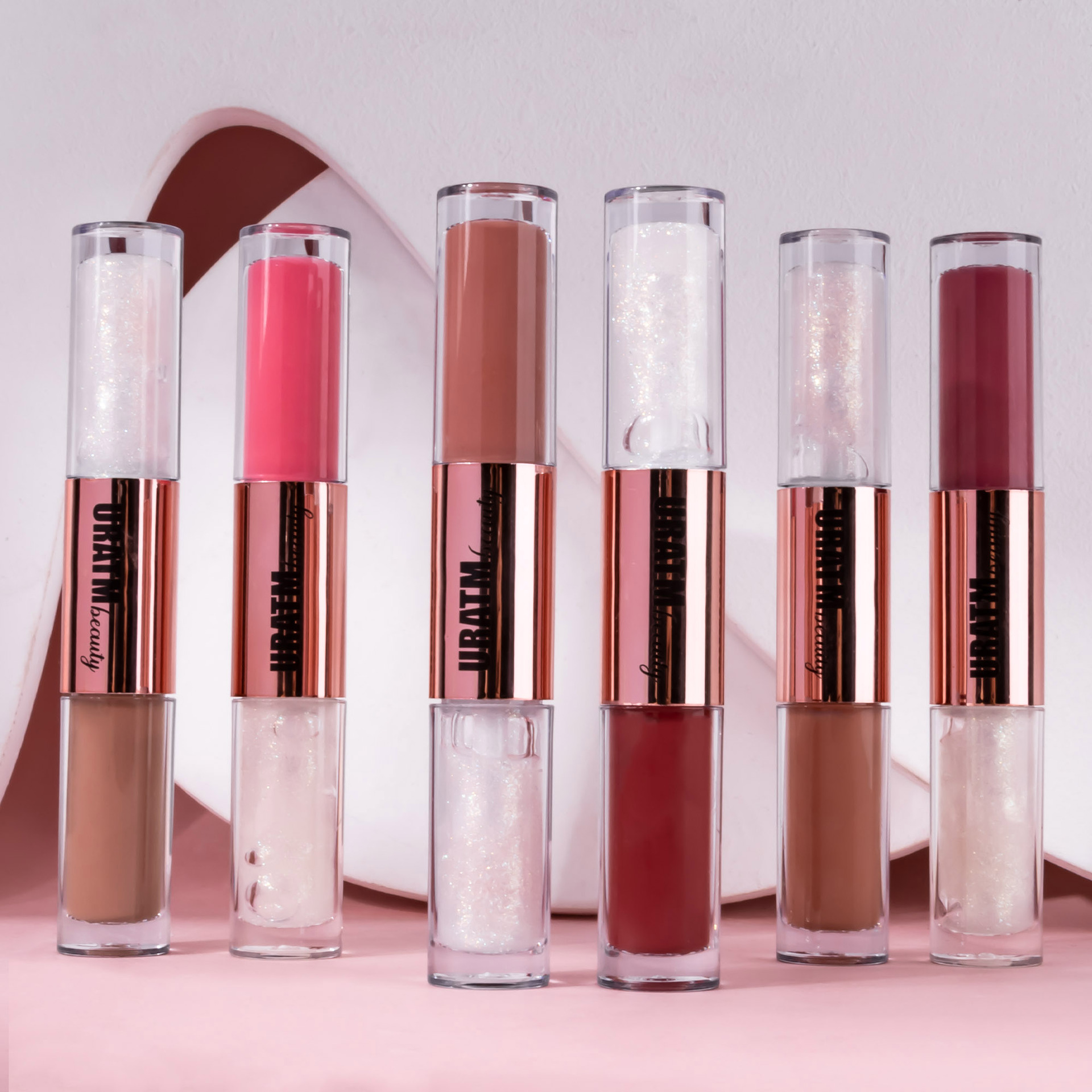 SHCOETY Cross-border double-head lip gloss matte laminated pearlescent fine sparkling lip gloss is not easy to stick to the cup and does not fade for a long time undefined