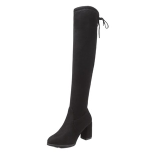 Over-the-Knee Boots Elastic Boots 2022 Winter New European and American Pointed Martin Boots Fleece-Lined Thickened High Heel Women's Boots for Hair