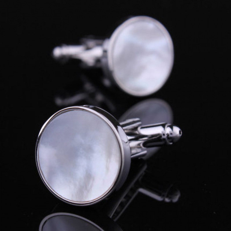 Round shell cufflinks