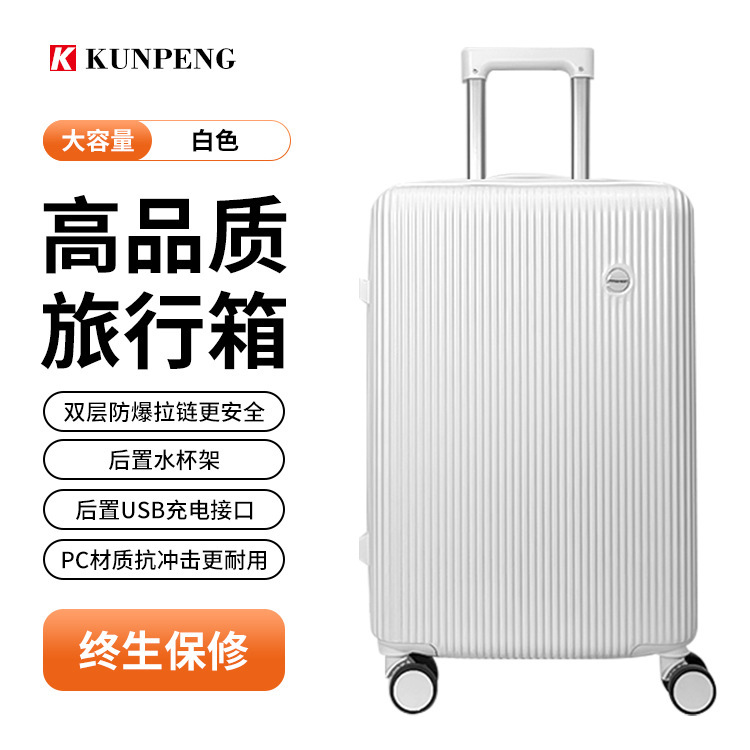 現貨スーツケース 20inch USB充電機能付きトラベルキャリーケース パスワードロック付き 静音チェーン式万能ホイール ワイドローラーバッグ|undefined