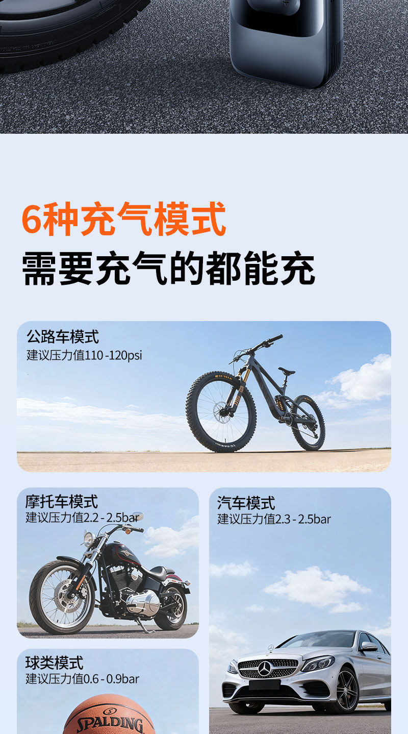 Car-mounted electric air pump, wireless portable air pump, tire pressure gauge, rechargeable power supply