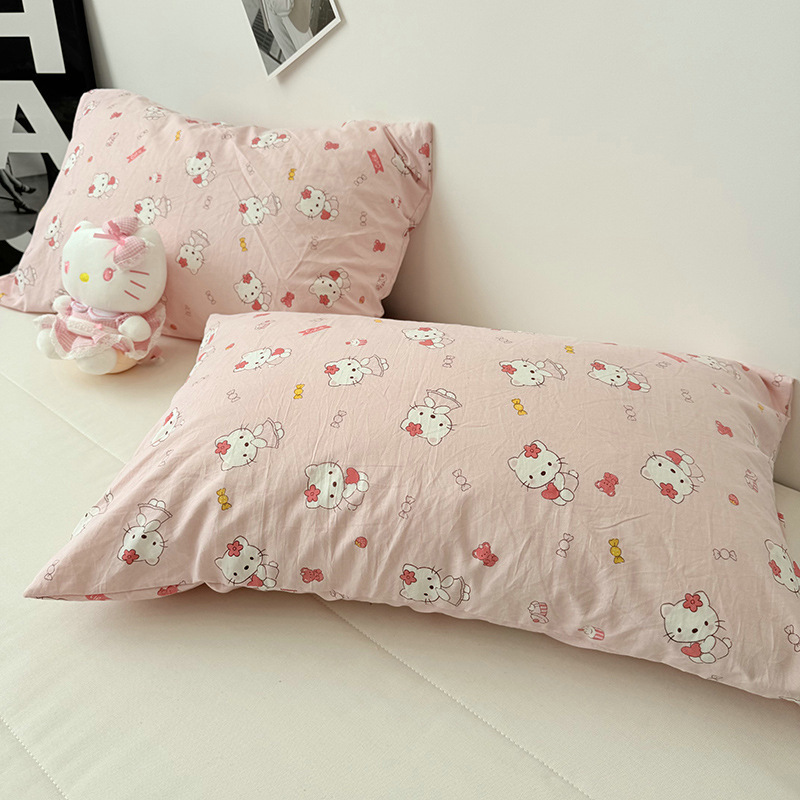 Ins少女心かわいいピンク猫水洗い二重糸シングル枕カバー一対単品枕カバー48*74cm芯なし|undefined