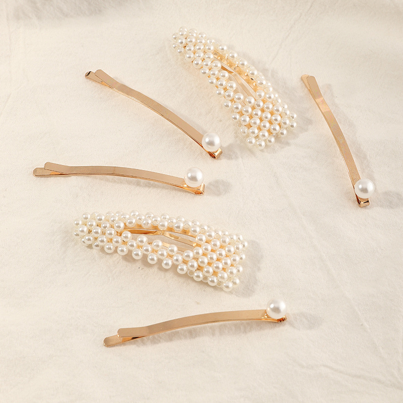 Simple New Geometric Pearls Hair Clip Set display picture 3