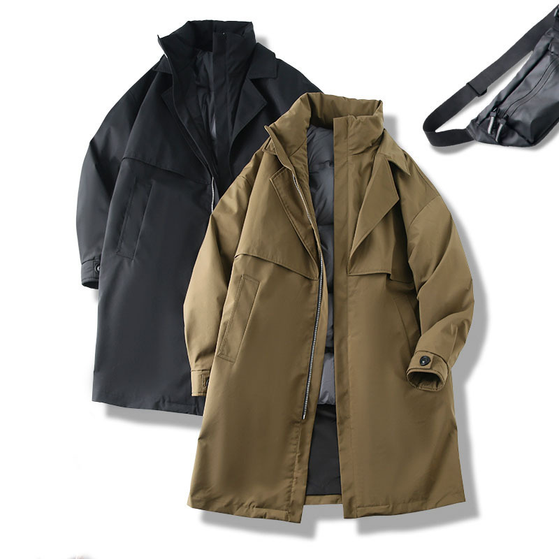 Design trench coat down jacket 224 winter men's mid-length thick warm casual stand collar down coat trendy Design trench coat down jacket 224 winter men's mid-length thick warm casual stand collar down coat trendy